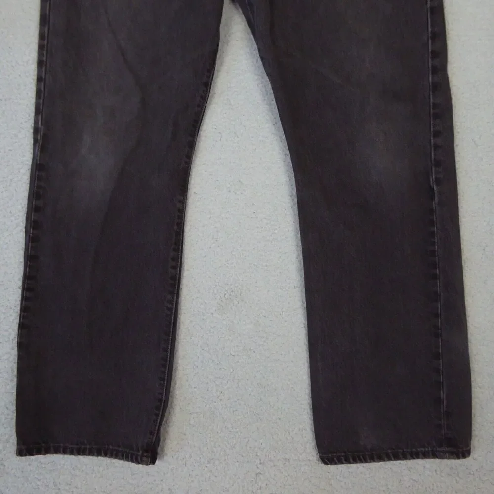 Levis 501 Jeans Mens 38x32 Black Denim Button Fly Distressed Straight Leg Y2K